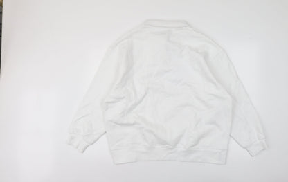 Zara Womens White Cotton Pullover Sweatshirt Size S Button