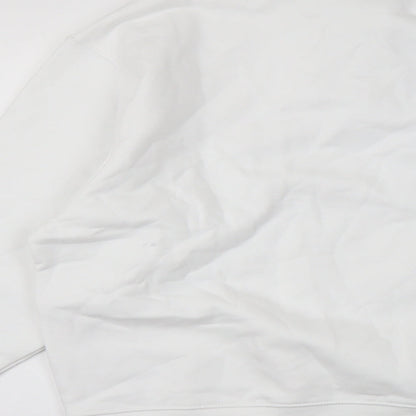 Zara Womens White Cotton Pullover Sweatshirt Size S Button