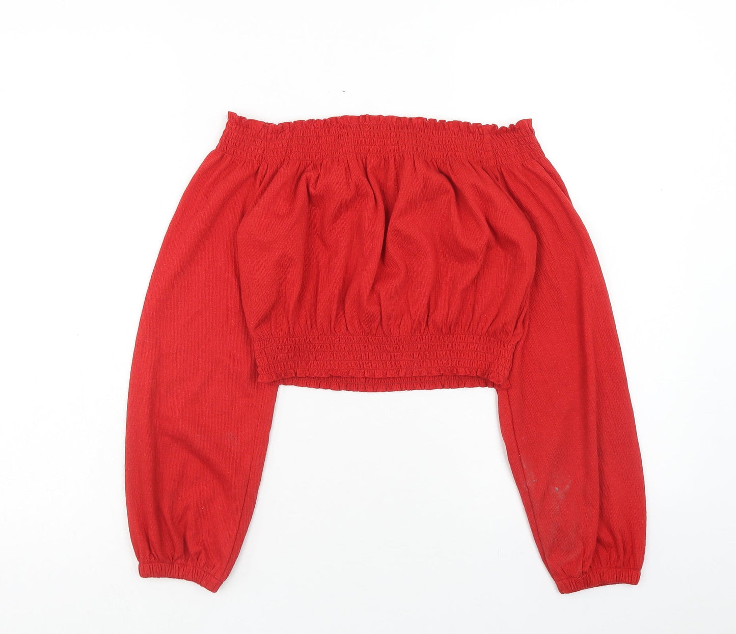 Womens UK Size S H&M Red Cropped Blouse