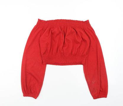 Womens UK Size S H&M Red Cropped Blouse