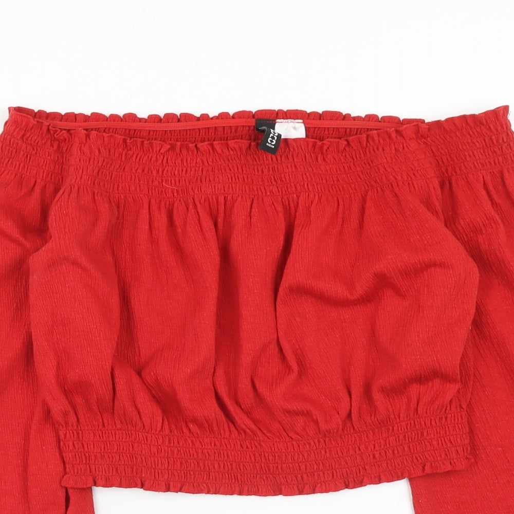Womens UK Size S H&M Red Cropped Blouse