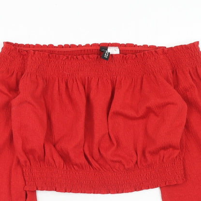 Womens UK Size S H&M Red Cropped Blouse
