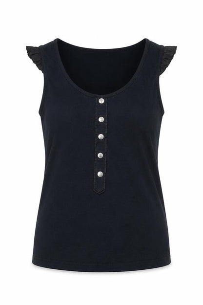 Jenson Womens Black Cotton Basic Tank Size S Scoop Neck