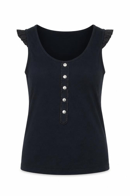 Jenson Womens Black Cotton Basic Tank Size S Scoop Neck