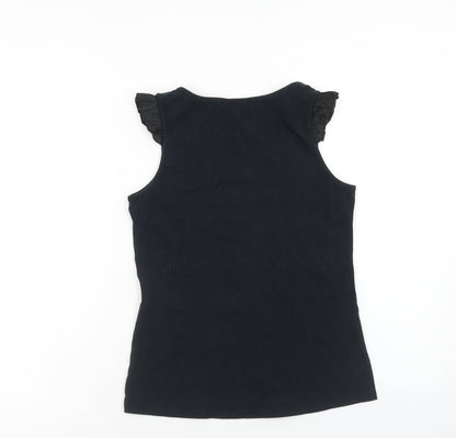 Jenson Womens Black Cotton Basic Tank Size S Scoop Neck