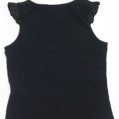 Jenson Womens Black Cotton Basic Tank Size S Scoop Neck