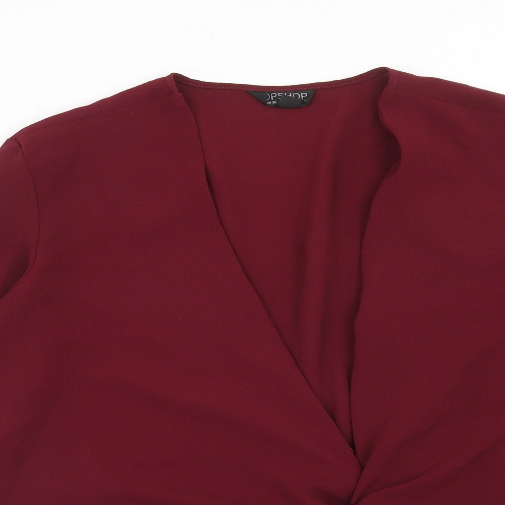Womens UK Size 8 Topshop Red Basic Blouse