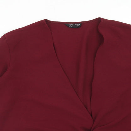 Womens UK Size 8 Topshop Red Basic Blouse