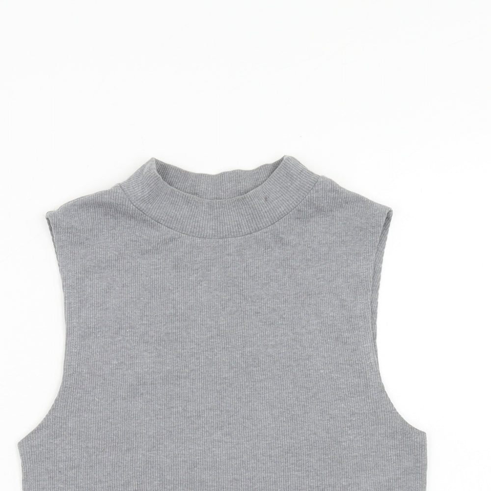 Womens UK Size 8 Topshop Grey Basic Tank