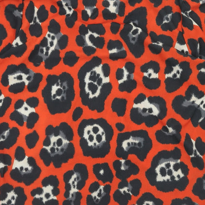 Zack London Womens Orange Animal Print Polyester Basic Blouse Size 12 V-Neck - Leopard Print Pussy Bow