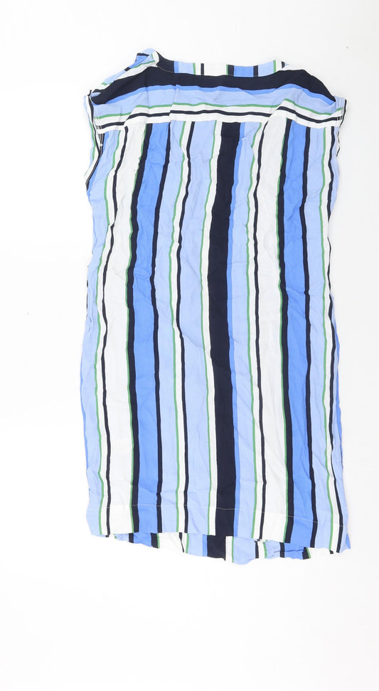 NEXT Womens Blue Striped Viscose Shirt Dress Size 12 Round Neck Pullover