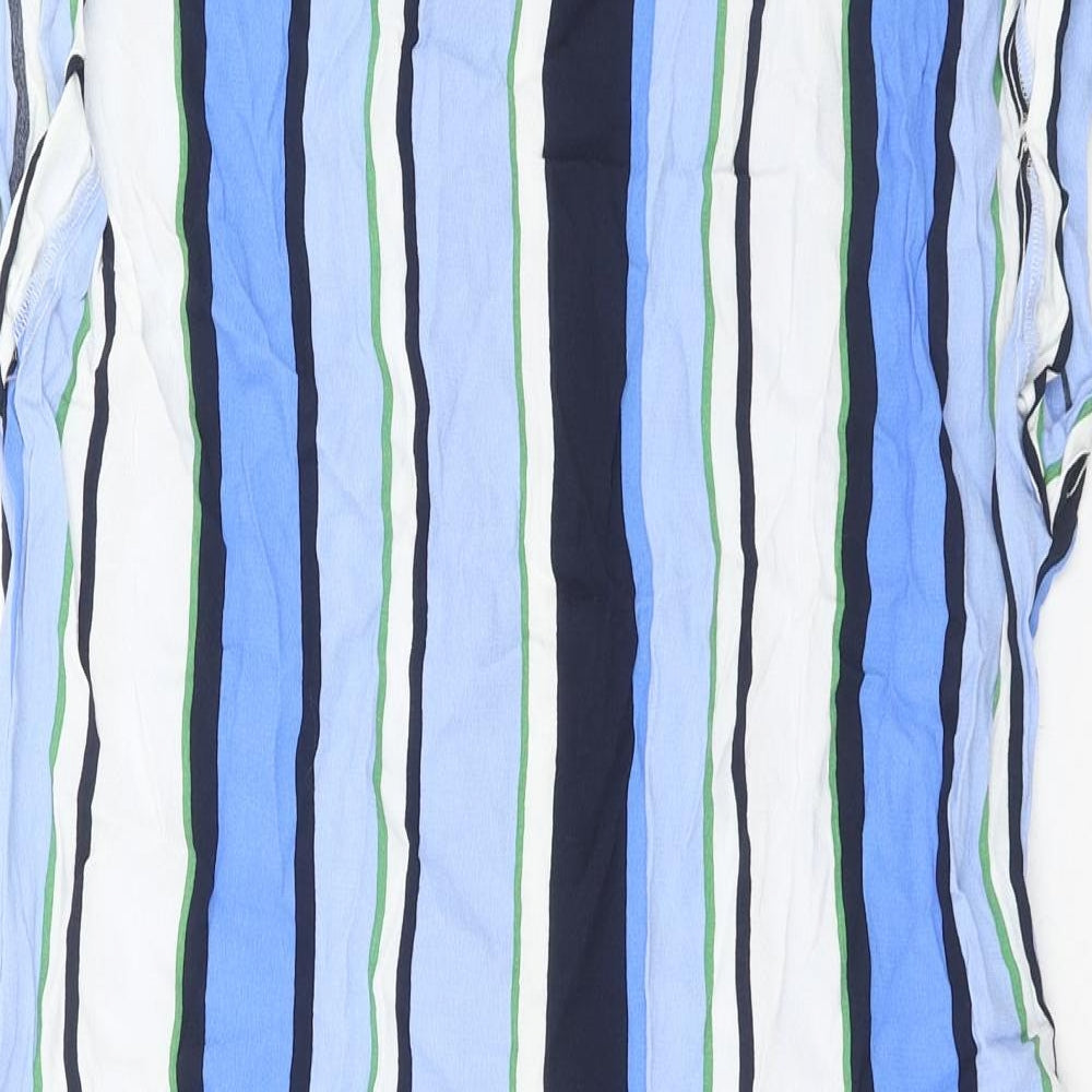 NEXT Womens Blue Striped Viscose Shirt Dress Size 12 Round Neck Pullover