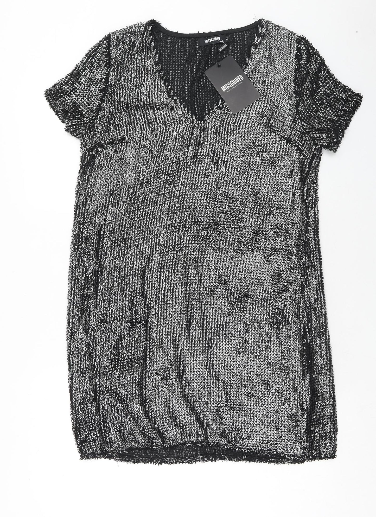 Missguided Womens Silver Polyester A-Line Size 10 V-Neck Pullover