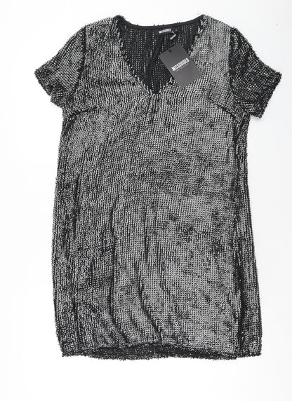 Missguided Womens Silver Polyester A-Line Size 10 V-Neck Pullover