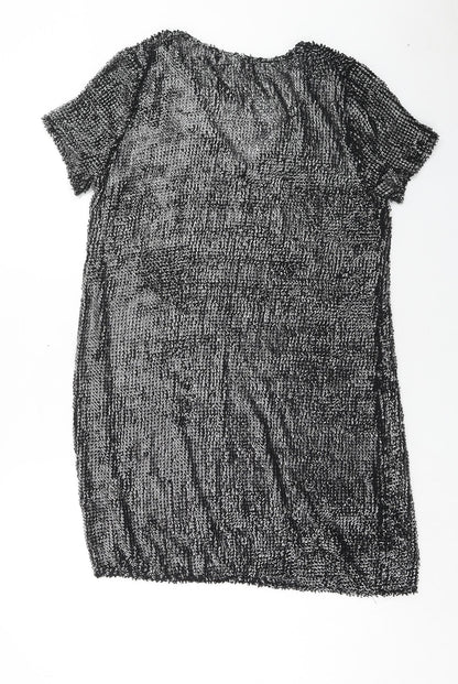 Missguided Womens Silver Polyester A-Line Size 10 V-Neck Pullover