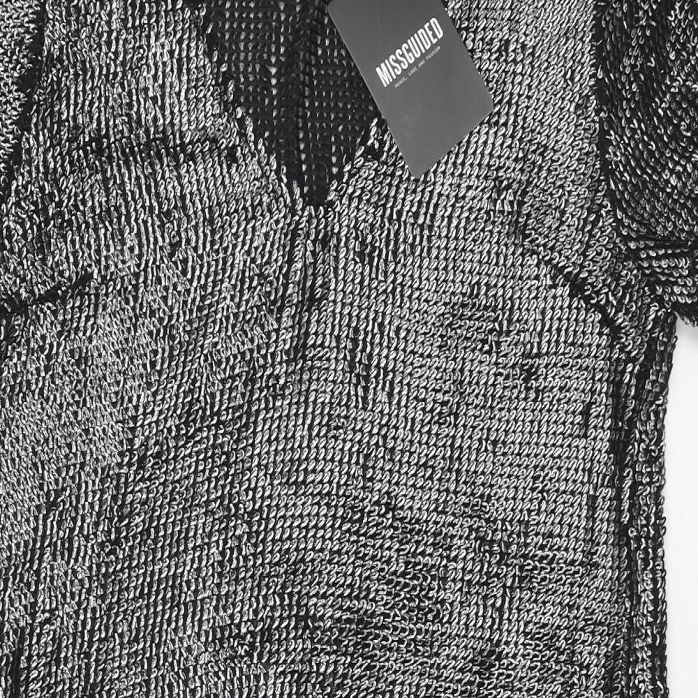 Missguided Womens Silver Polyester A-Line Size 10 V-Neck Pullover