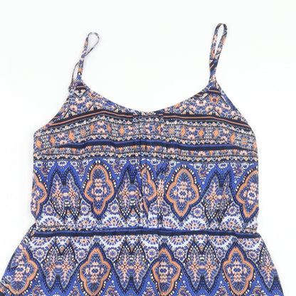 New Look Womens Multicoloured Geometric Polyester A-Line Size 12 Round Neck Pullover