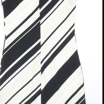 Wallis Womens White Striped Polyester Shift Size 12 Round Neck Zip
