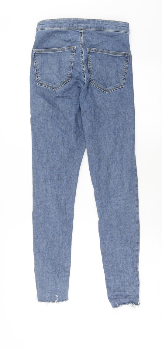 Topshop Womens Blue Cotton Skinny Jeans Size 28 in L32 in Regular Zip
