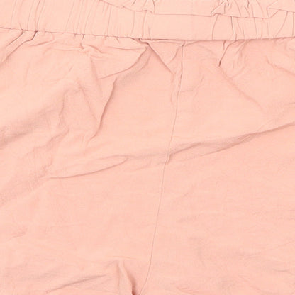 Primark Womens Pink Viscose Paperbag Shorts Size 8 Regular Pull On
