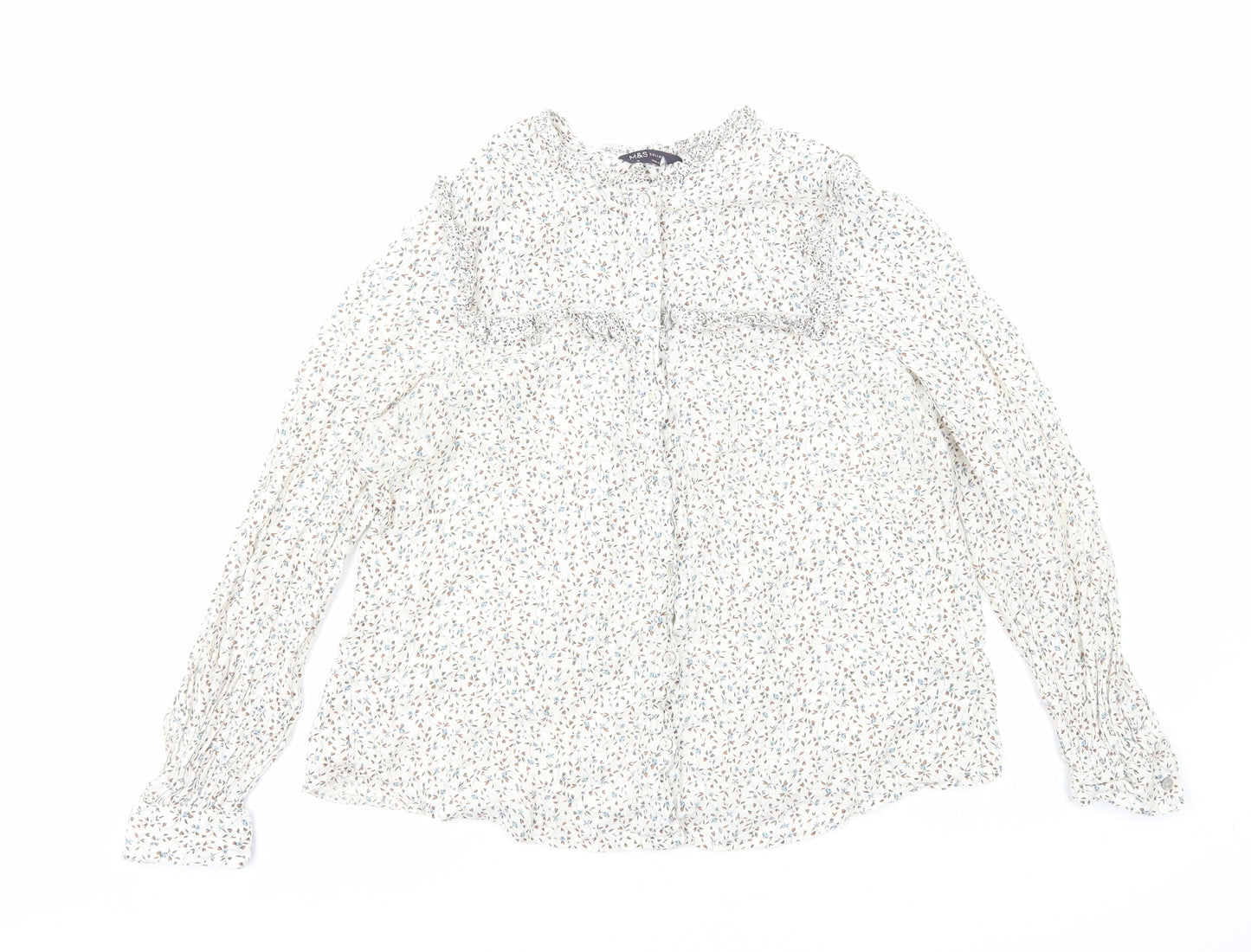 Womens UK Size 14 Marks and Spencer White Basic Button-Up