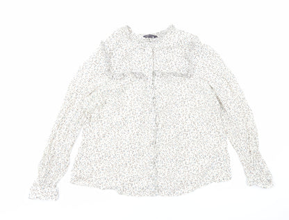 Womens UK Size 14 Marks and Spencer White Basic Button-Up