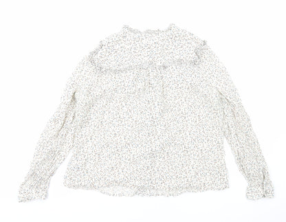 Womens UK Size 14 Marks and Spencer White Basic Button-Up