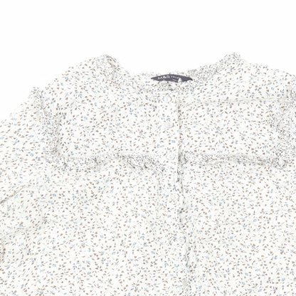 Womens UK Size 14 Marks and Spencer White Basic Button-Up