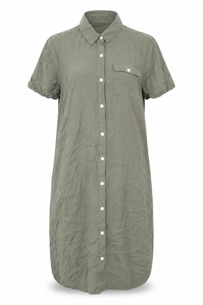 Avon Womens Green Viscose Shirt Dress Size 8 Collared Button