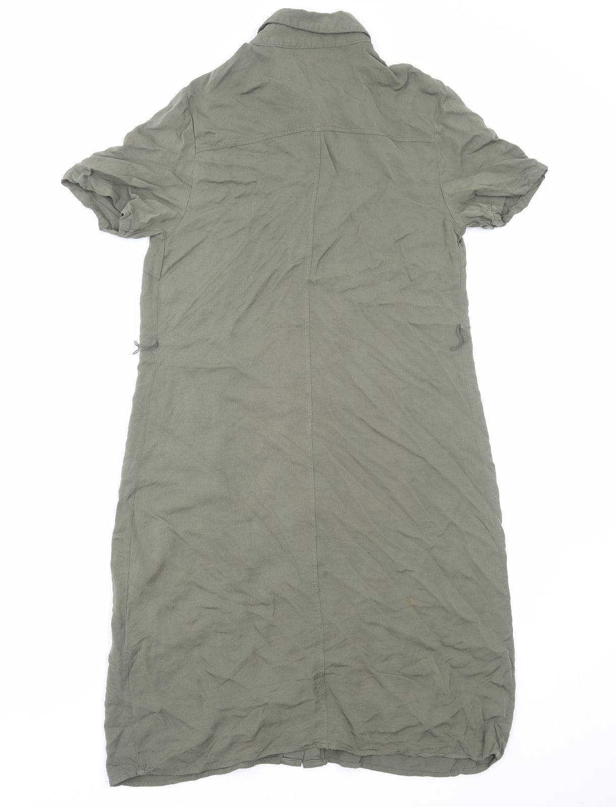 Avon Womens Green Viscose Shirt Dress Size 8 Collared Button