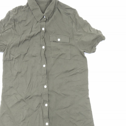 Avon Womens Green Viscose Shirt Dress Size 8 Collared Button