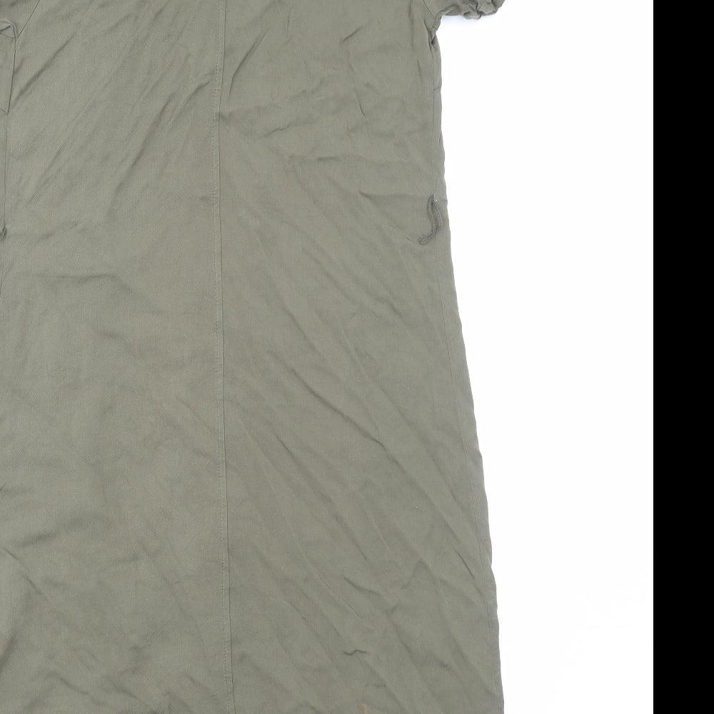 Avon Womens Green Viscose Shirt Dress Size 8 Collared Button