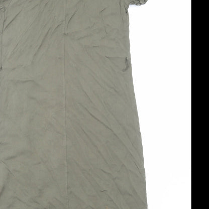 Avon Womens Green Viscose Shirt Dress Size 8 Collared Button