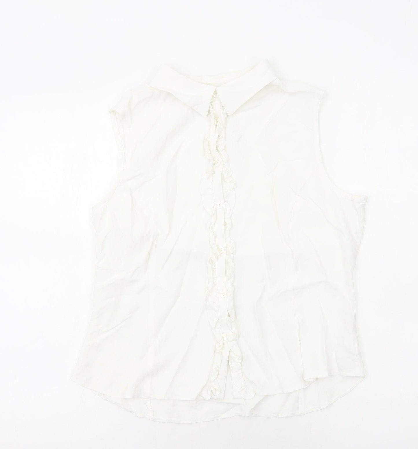 Womens UK Size 16 Debenhams White Basic Button-Up