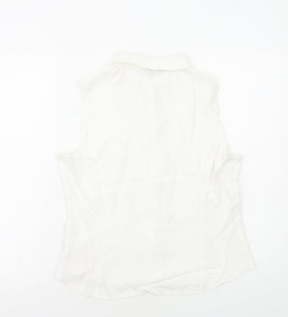 Womens UK Size 16 Debenhams White Basic Button-Up