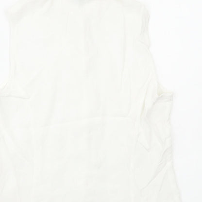 Womens UK Size 16 Debenhams White Basic Button-Up