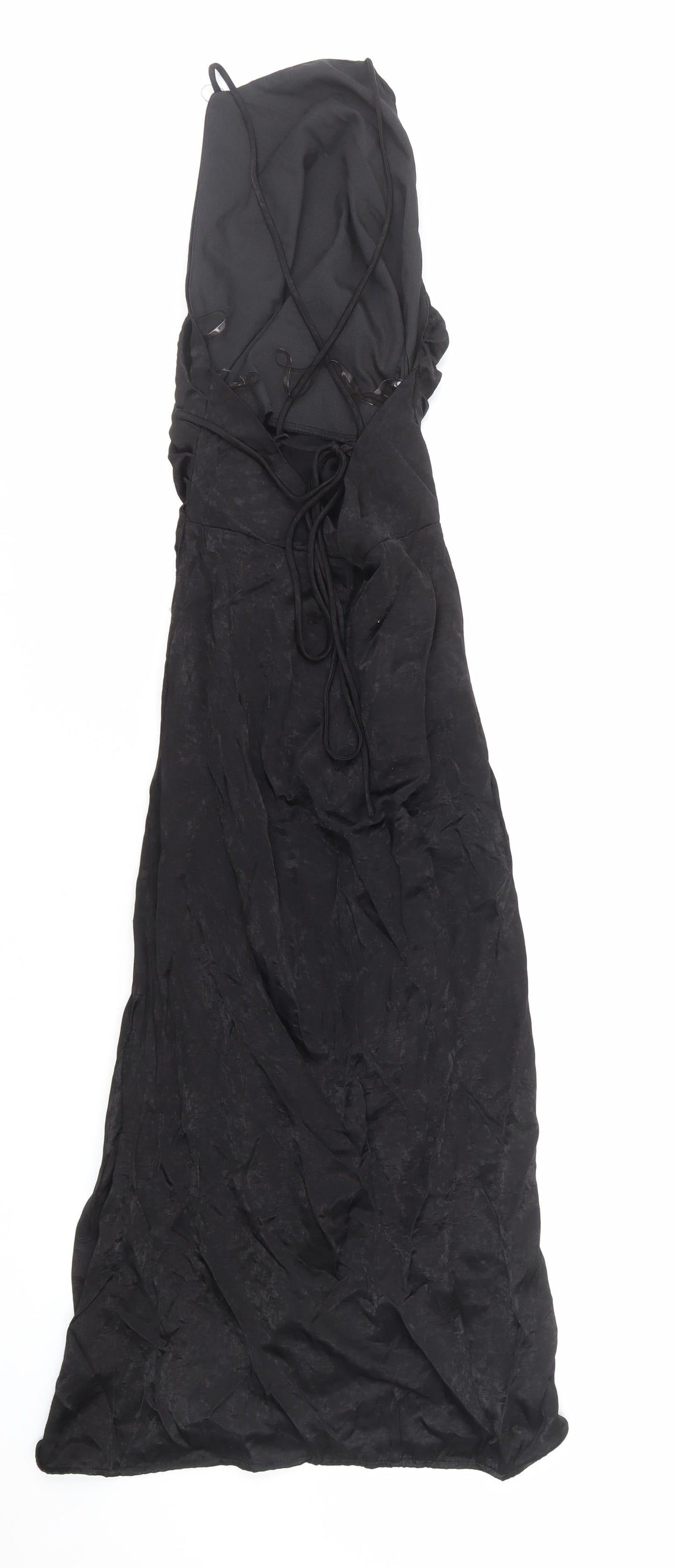 Boohoo Womens Black Polyester Maxi Size 10 Square Neck Zip