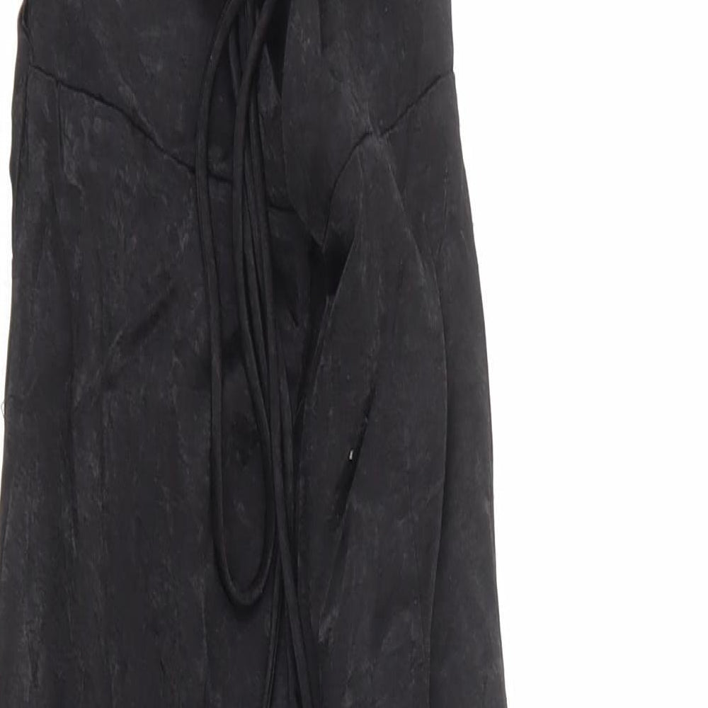 Boohoo Womens Black Polyester Maxi Size 10 Square Neck Zip