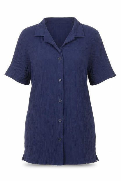 Lauren Duvar Womens Black Polyester Basic Button-Up Size 12 Collared