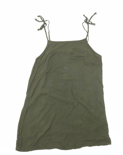 FOREVER 21 Womens Green Viscose Slip Dress Size S Square Neck Pullover