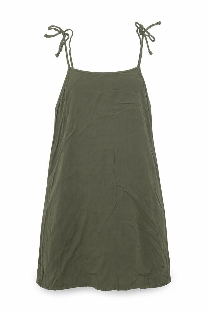 Forever 21 Womens Green Viscose Slip Dress Size S Square Neck Pullover
