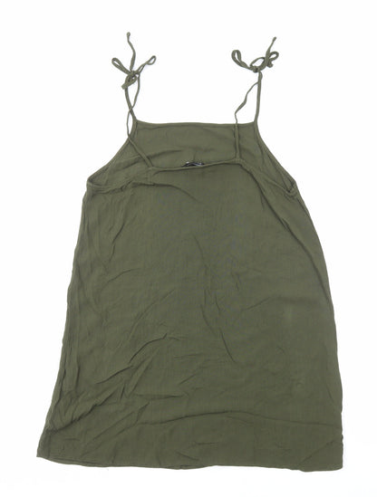 FOREVER 21 Womens Green Viscose Slip Dress Size S Square Neck Pullover