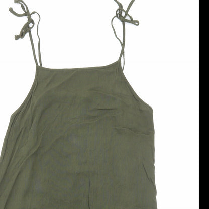 FOREVER 21 Womens Green Viscose Slip Dress Size S Square Neck Pullover
