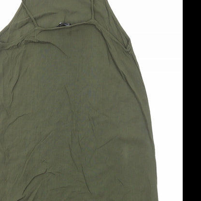 FOREVER 21 Womens Green Viscose Slip Dress Size S Square Neck Pullover
