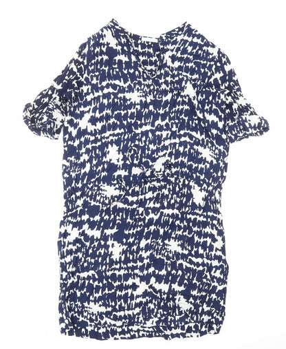 Aquariva Womens Blue Geometric Viscose Shift Size M V-Neck Pullover