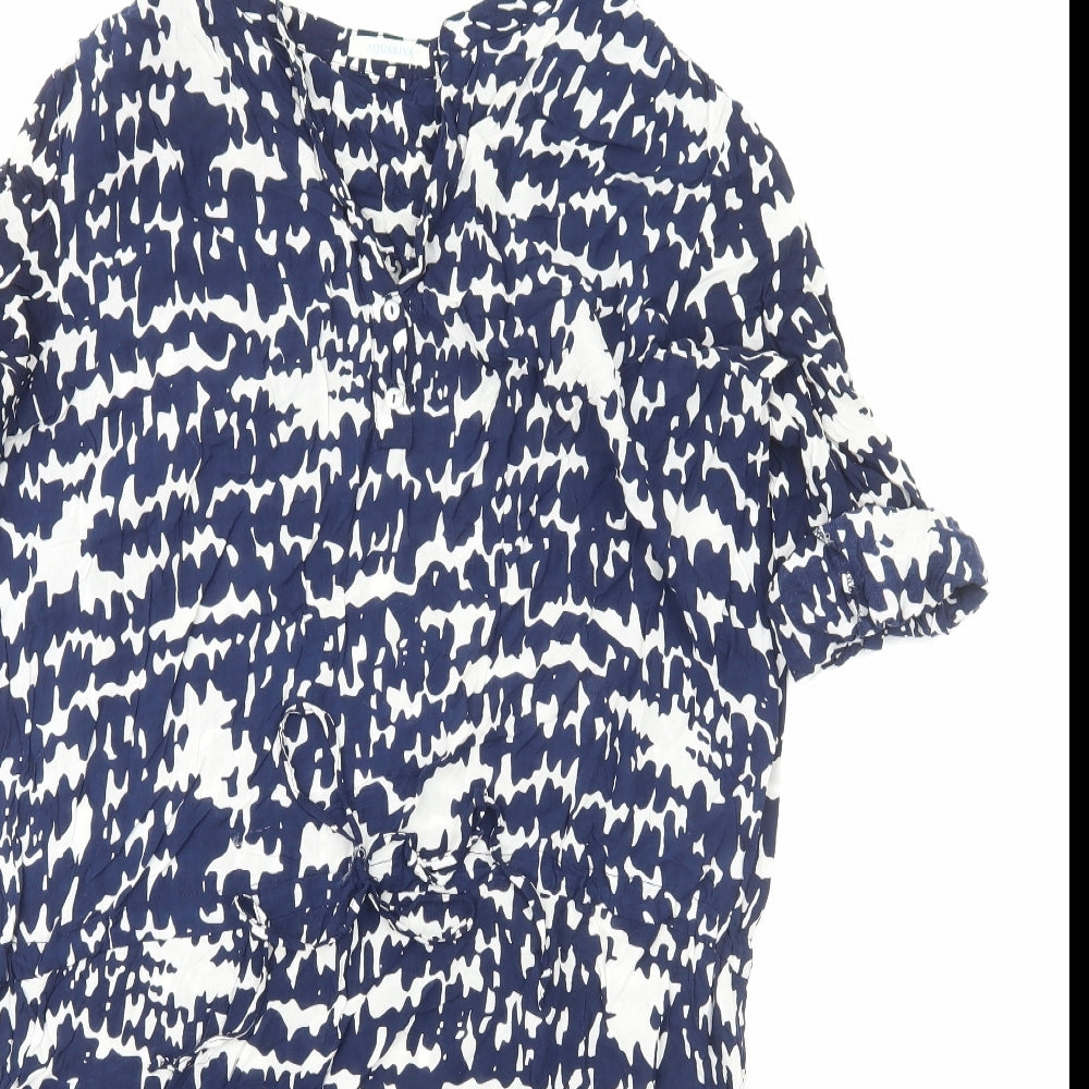 Aquariva Womens Blue Geometric Viscose Shift Size M V-Neck Pullover