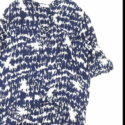 Aquariva Womens Blue Geometric Viscose Shift Size M V-Neck Pullover