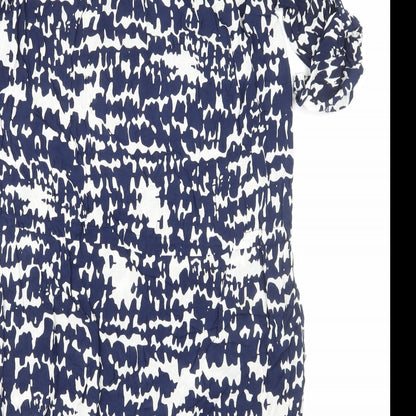 Aquariva Womens Blue Geometric Viscose Shift Size M V-Neck Pullover