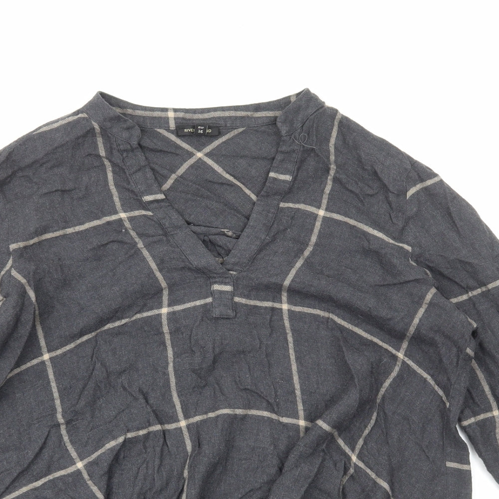Womens UK Size 10 River Island Grey Basic Blouse