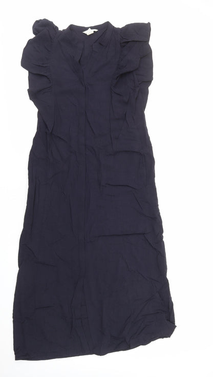 H&M Womens Blue Viscose A-Line Size 8 V-Neck Pullover